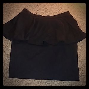Black ruffled mini skirt